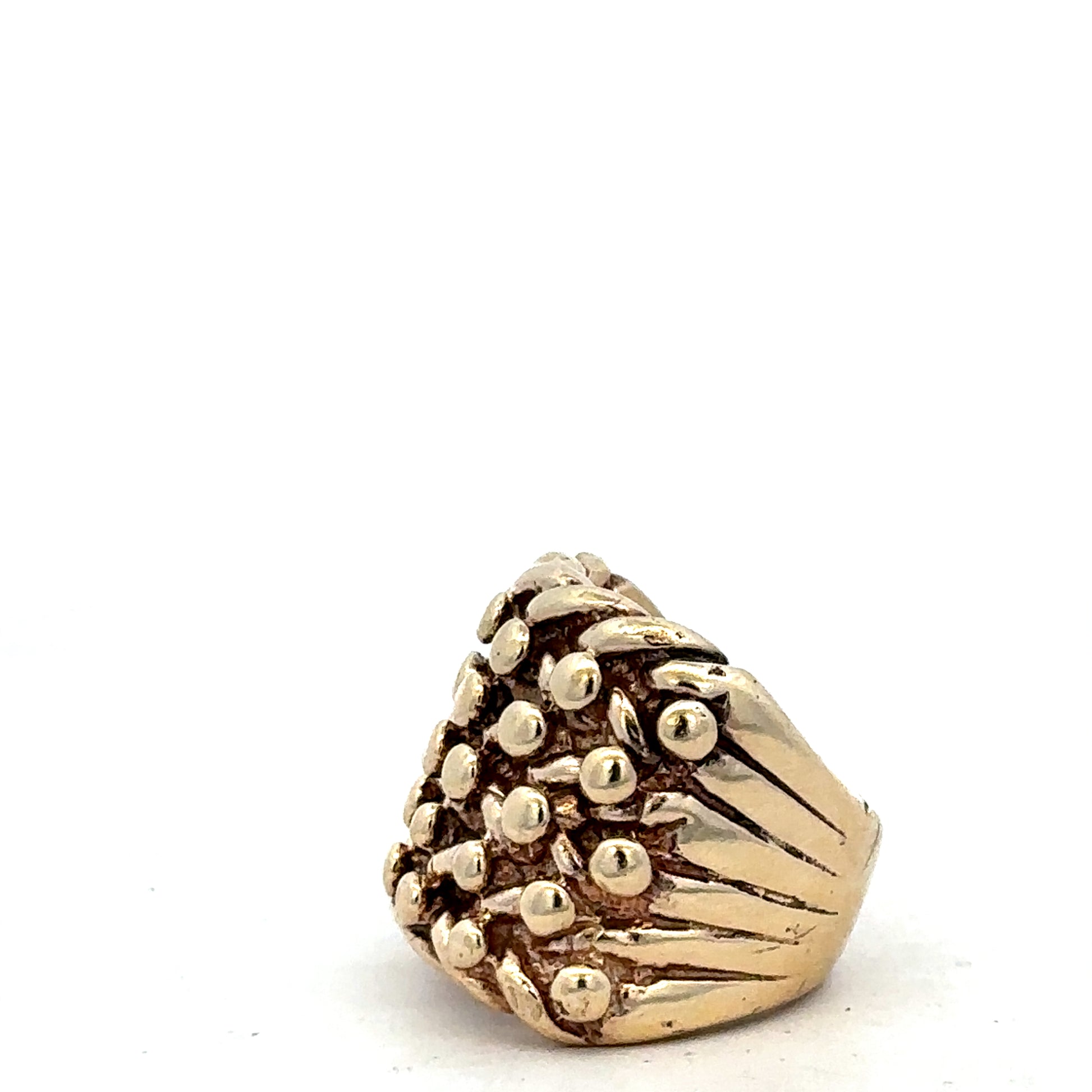 9ct yellow gold keeper ring size P1/2 by Reeves and Sons, featuring a smooth polished band and secure design.