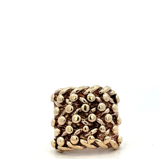 9ct yellow gold keeper ring size P1/2 by Reeves and Sons, featuring a smooth polished band and secure fit design.