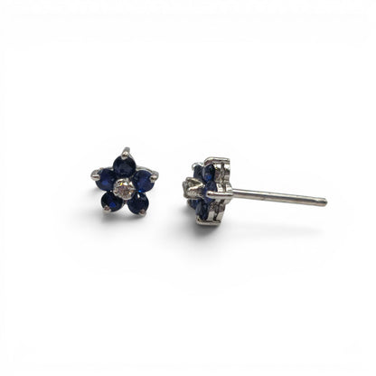 18ct white gold daisy sapphire and diamond stud earrings sh24736l