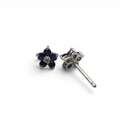 18ct white gold daisy sapphire and diamond stud earrings sh24736l