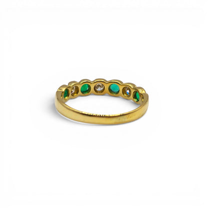 18ct yellow gold half eternity ring with emeralds and diamonds sh25577l