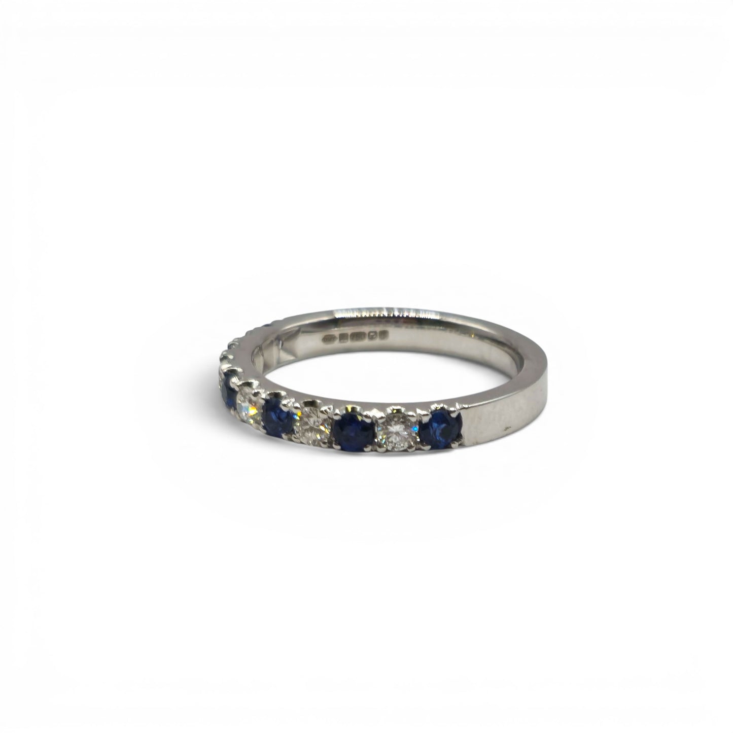 18ct white gold sapphire and diamond  half  eternity ring  sh27169b