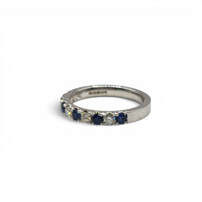 18ct white gold sapphire and diamond  half  eternity ring  sh27169b