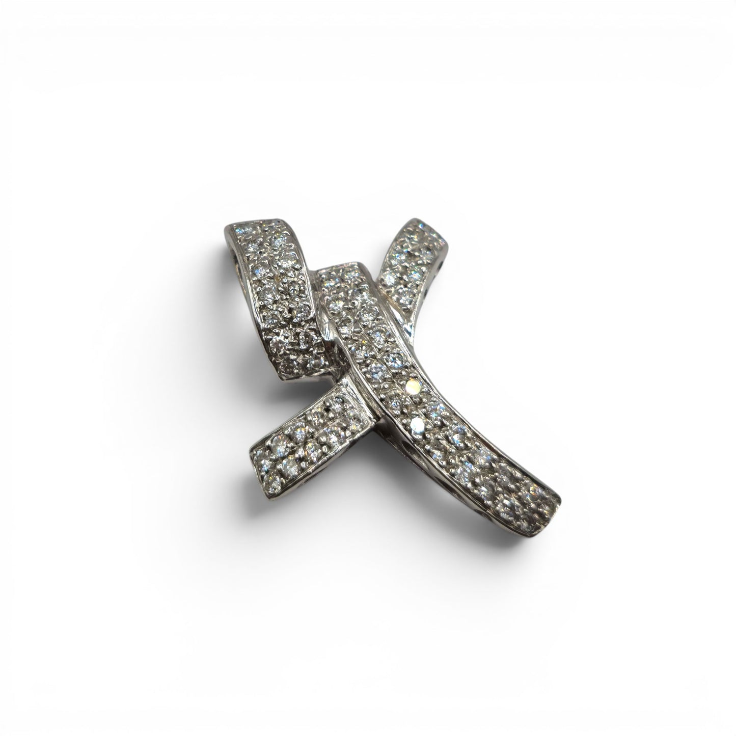 18ct white gold diamond abstract cross pendent  sh24900l