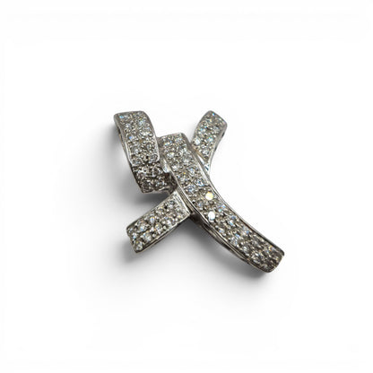 18ct white gold diamond abstract cross pendent  sh24900l