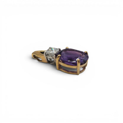 9ct yellow gold amethyst and diamond pendent bb2040b