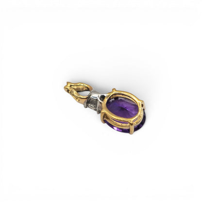 9ct yellow gold amethyst and diamond pendent bb2040b