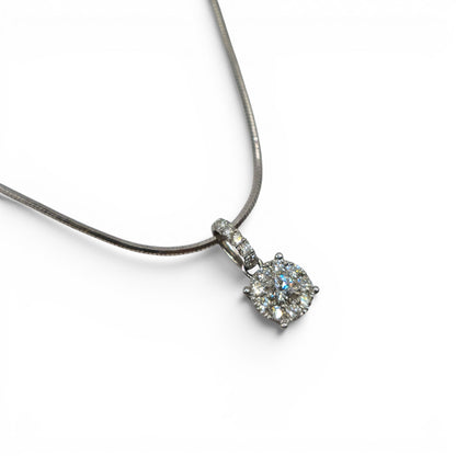18ct white gold diamond cluster pendent and chain sh27250b