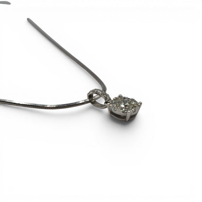 18ct white gold diamond cluster pendent and chain sh27250b