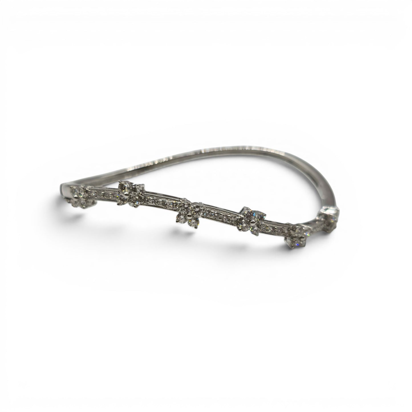 18ct white gold diamond hinged bangle  sh27244b