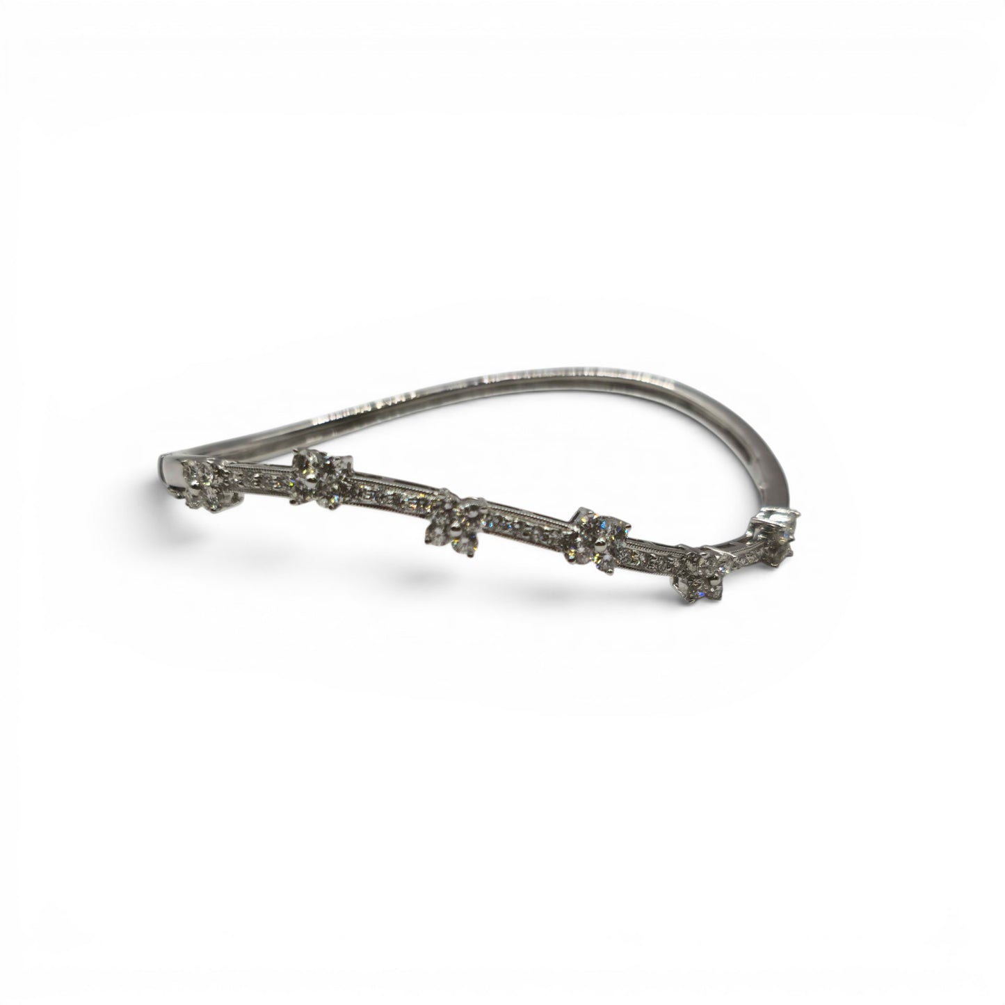 18ct white gold diamond hinged bangle  sh27244b