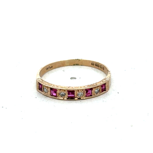 9ct yellow gold ruby and diamond ring sh27266b