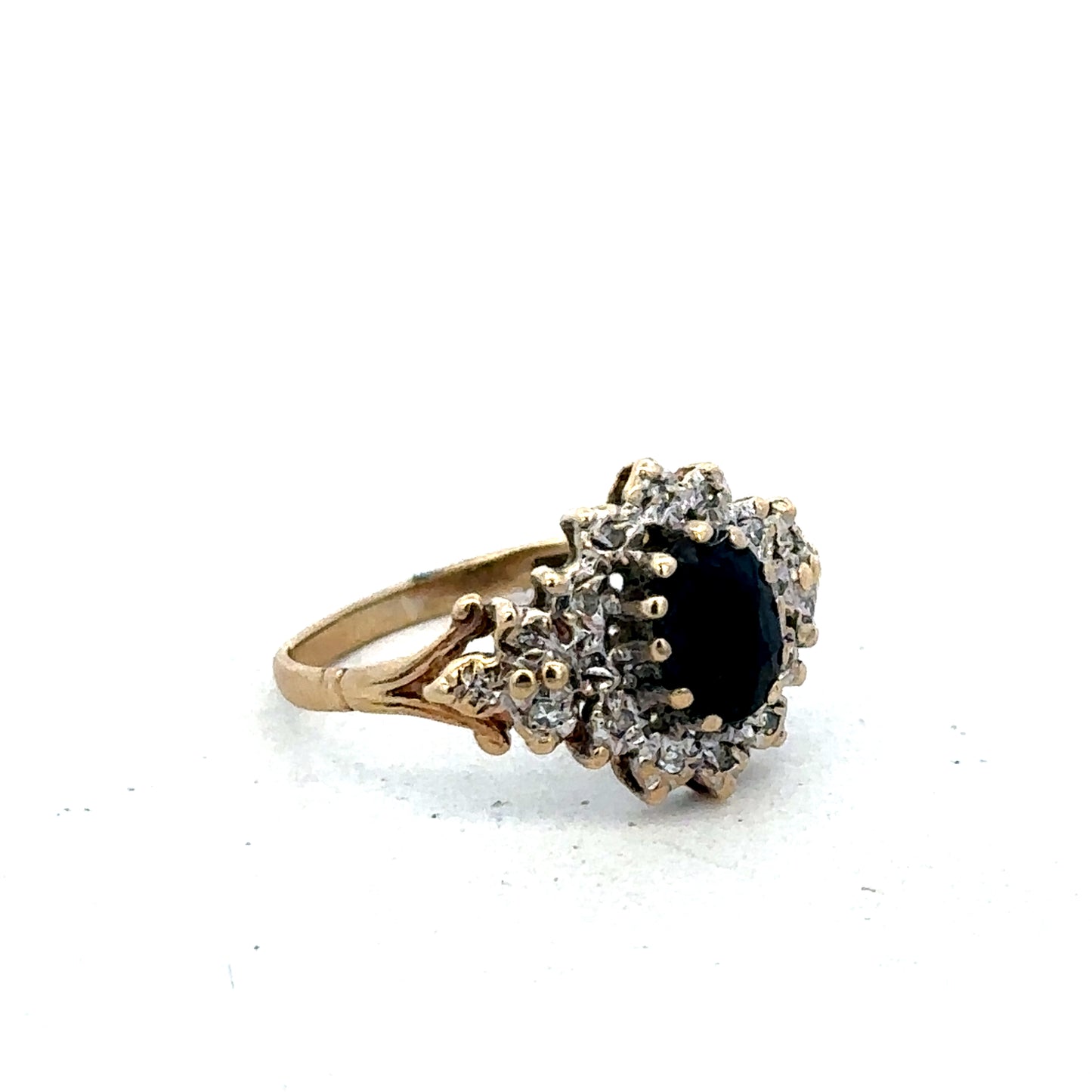 9ct yellow gold sapphire and diamond ring size L (sh25292l)