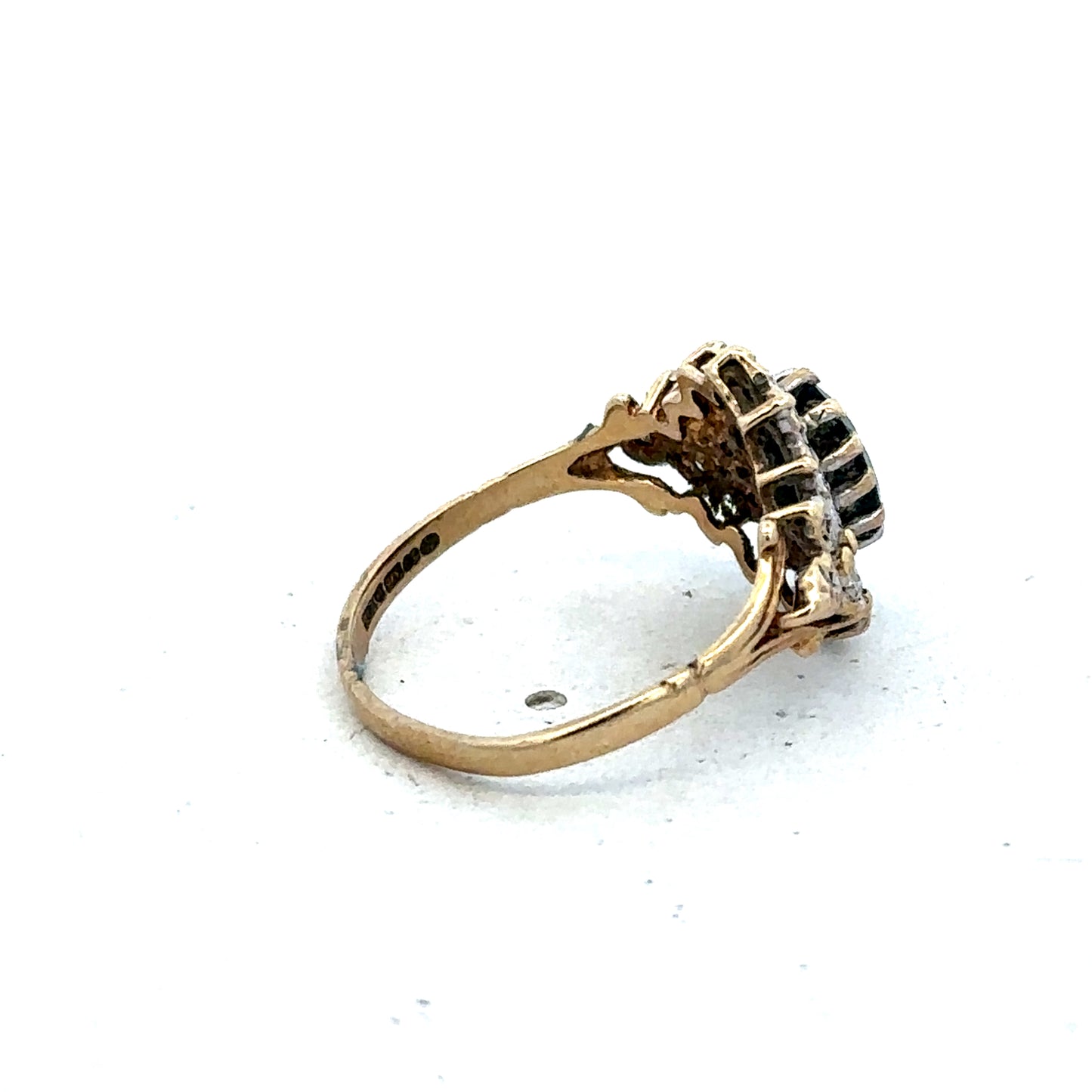 9ct yellow gold sapphire and diamond ring size L (sh25292l)