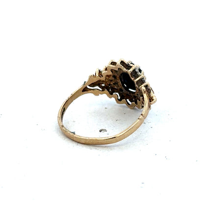 9ct yellow gold sapphire and diamond ring size L (sh25292l)
