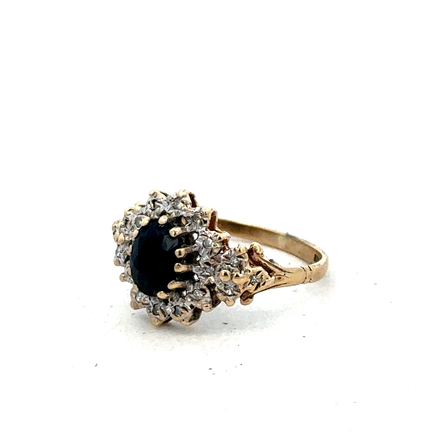 9ct yellow gold sapphire and diamond ring size L (sh25292l)