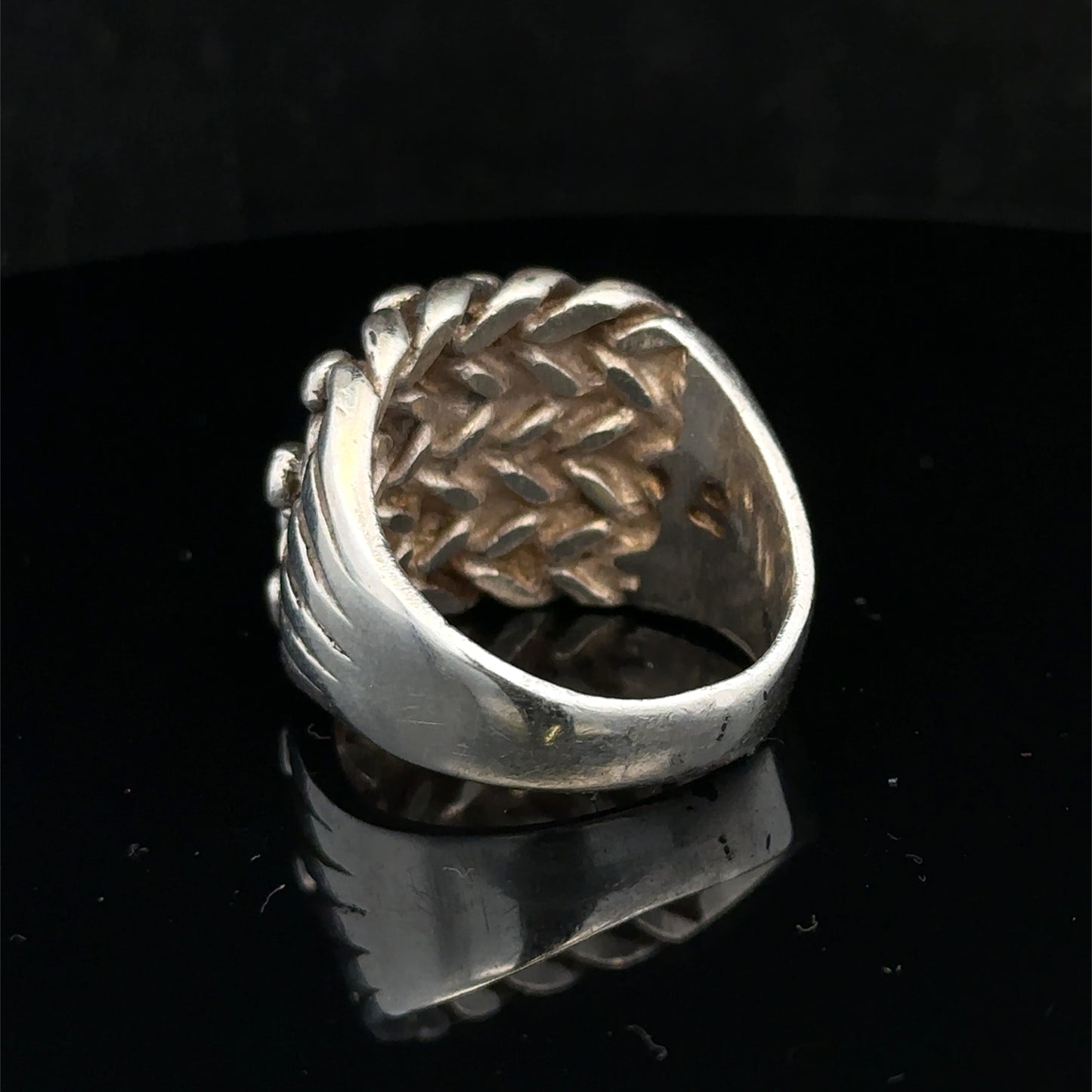 Silver keeper ring size Z1 by Reeves and Sons, showcasing a detailed close-up of the elegant silver ring design.