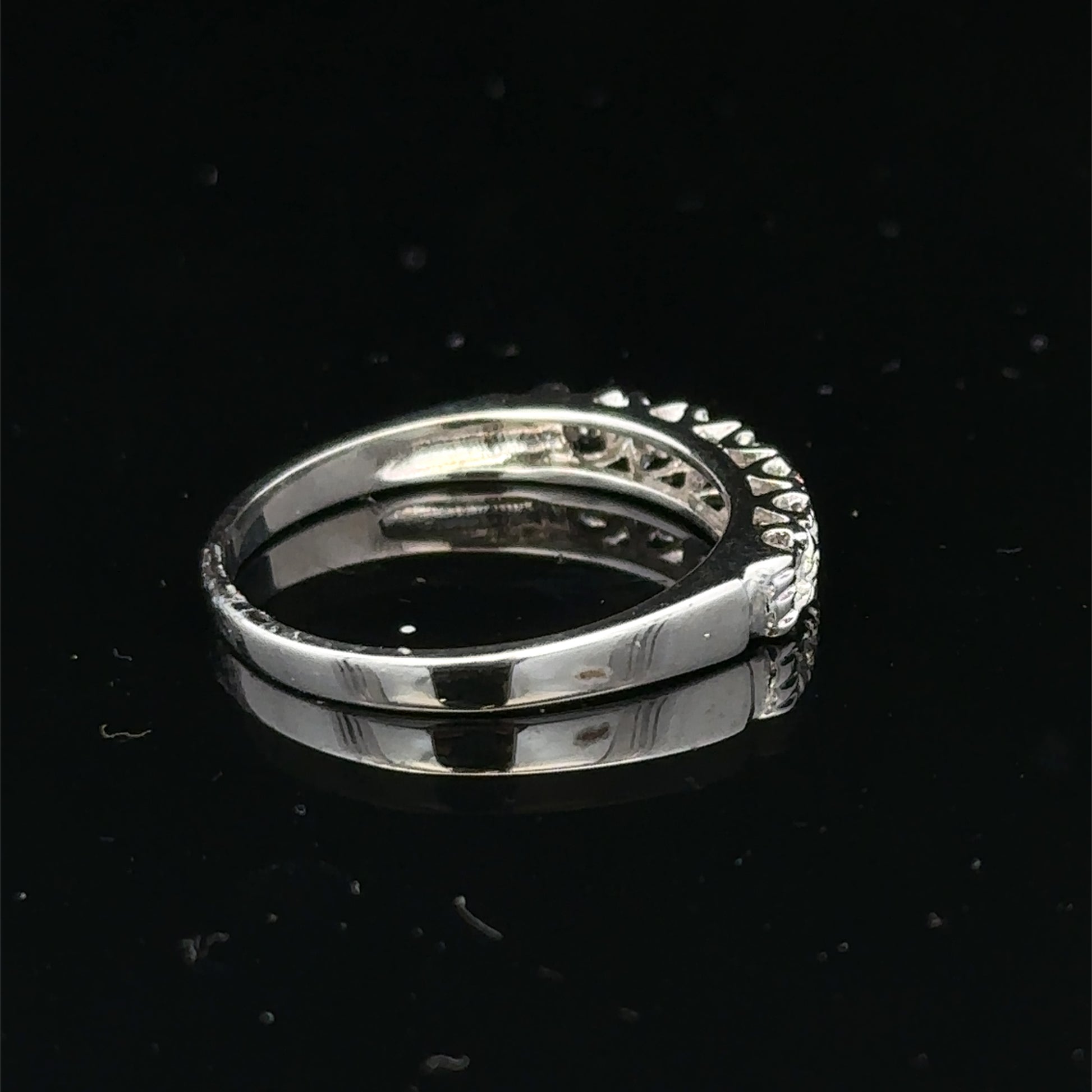 9ct white gold diamond ring in size O with sparkling diamonds, crafted by Reeves and Sons.