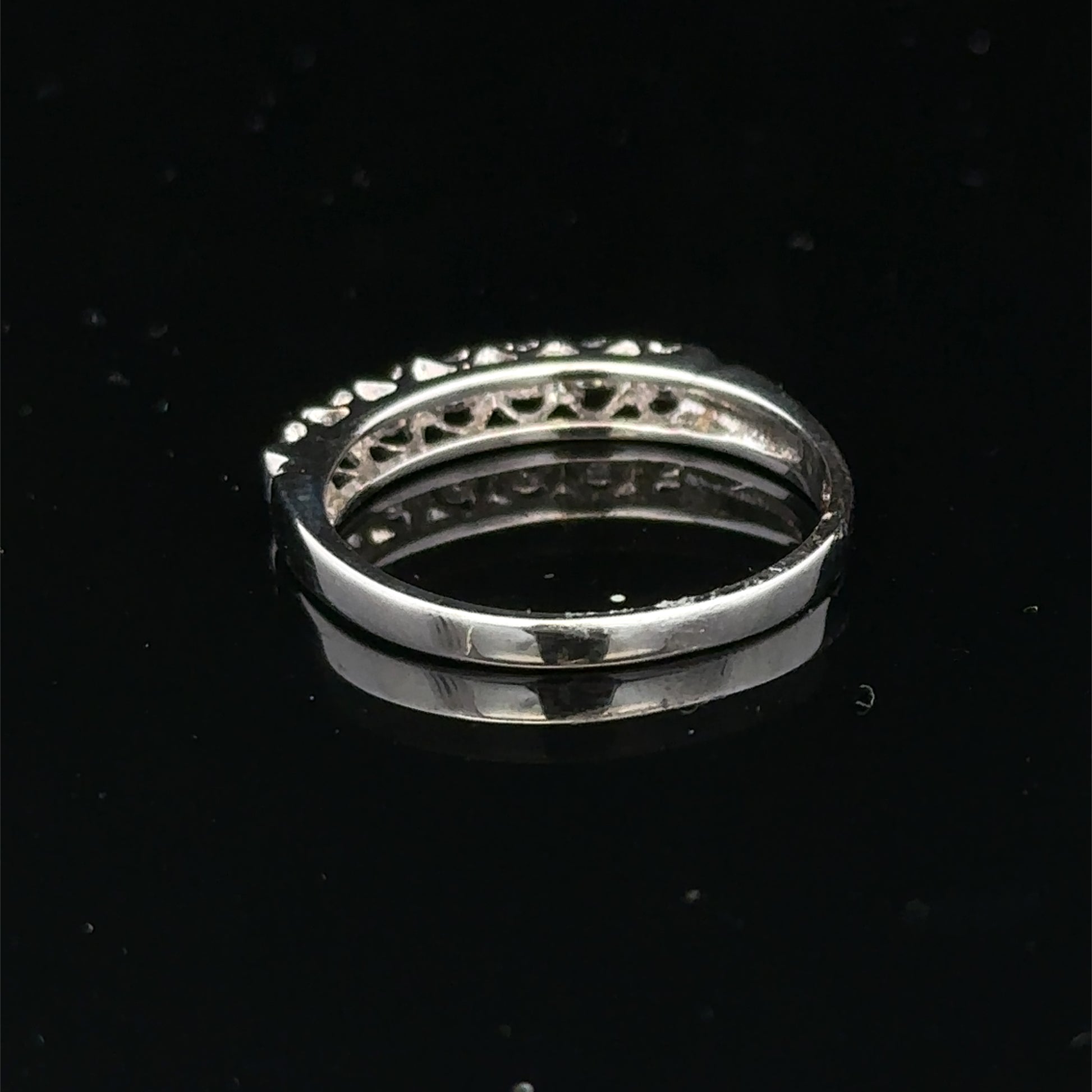 9ct white gold diamond ring in size O with sparkling diamonds, crafted by Reeves and Sons.