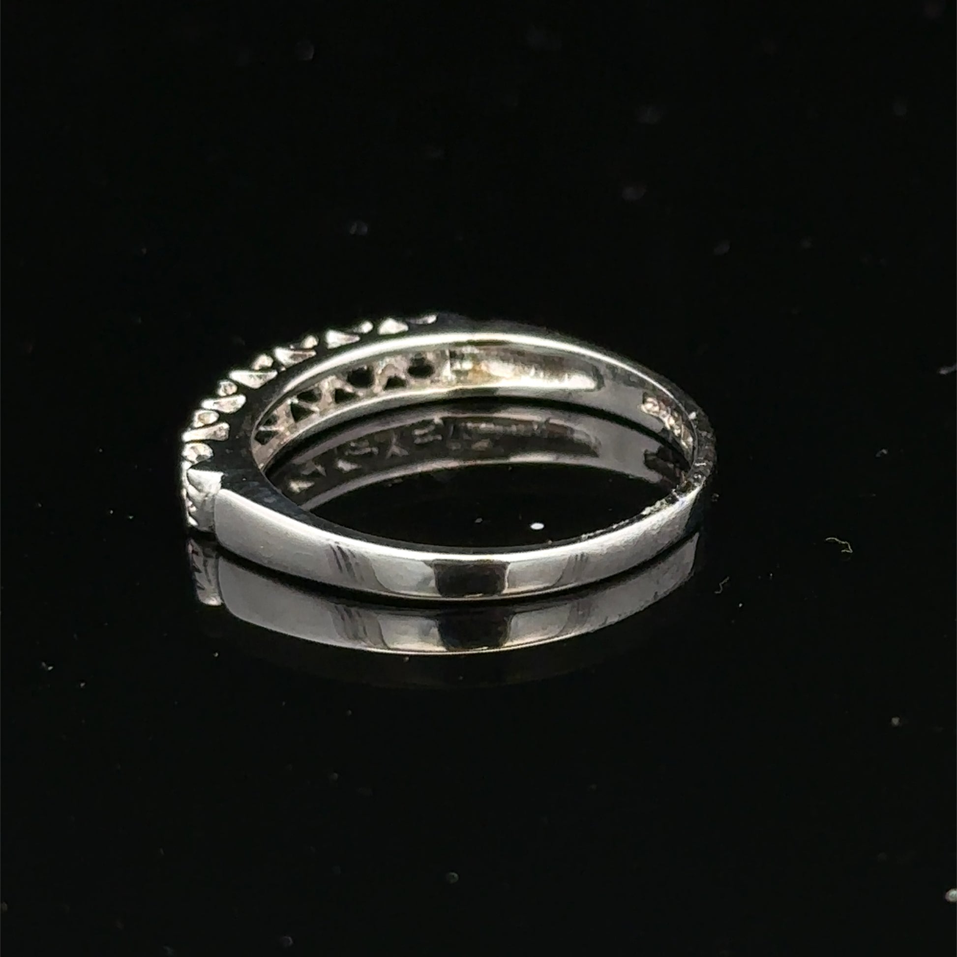 9ct white gold diamond ring in size O with sparkling diamonds, crafted by Reeves and Sons.