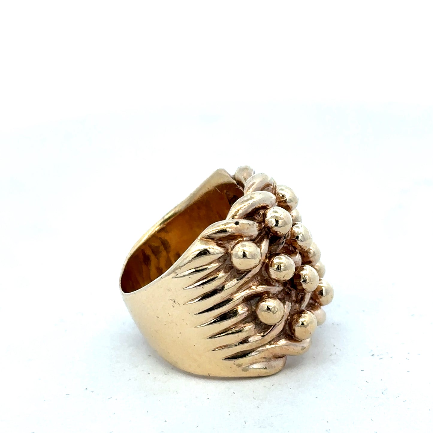 9ct yellow gold keeper ring in size Y by Reeves and Sons, featuring a smooth polished band and classic design.