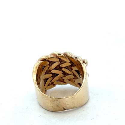 9ct yellow gold keeper ring size Y by Reeves and Sons, showcasing a polished band with a secure clasp design.