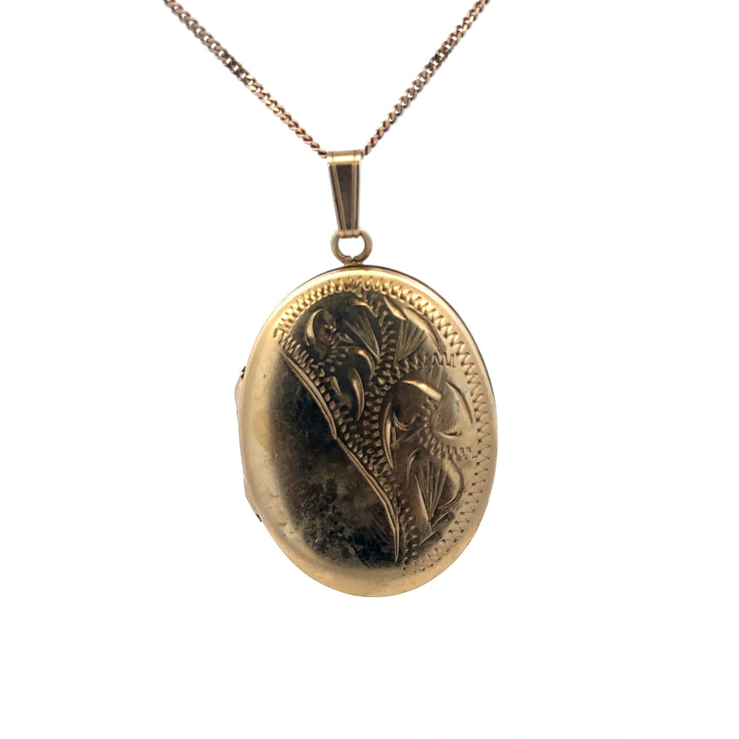 9ct yellow gold locket pendant by Reeves and Sons, showcasing a detailed design with a polished finish and secure bail.