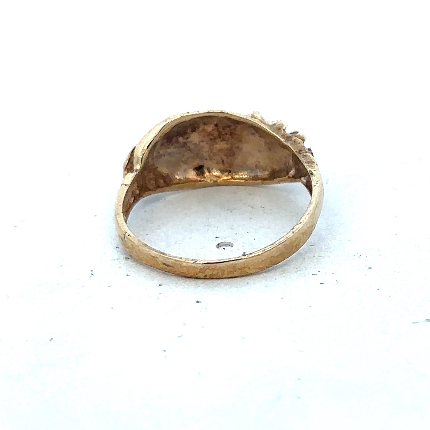 9ct yellow gold ring in size L1/2 by Reeves and Sons, featuring a polished band and classic design.