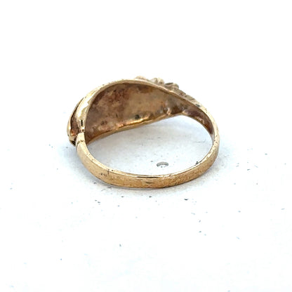 9ct yellow gold ring in size L1/2 with a smooth band, crafted by Reeves and Sons.