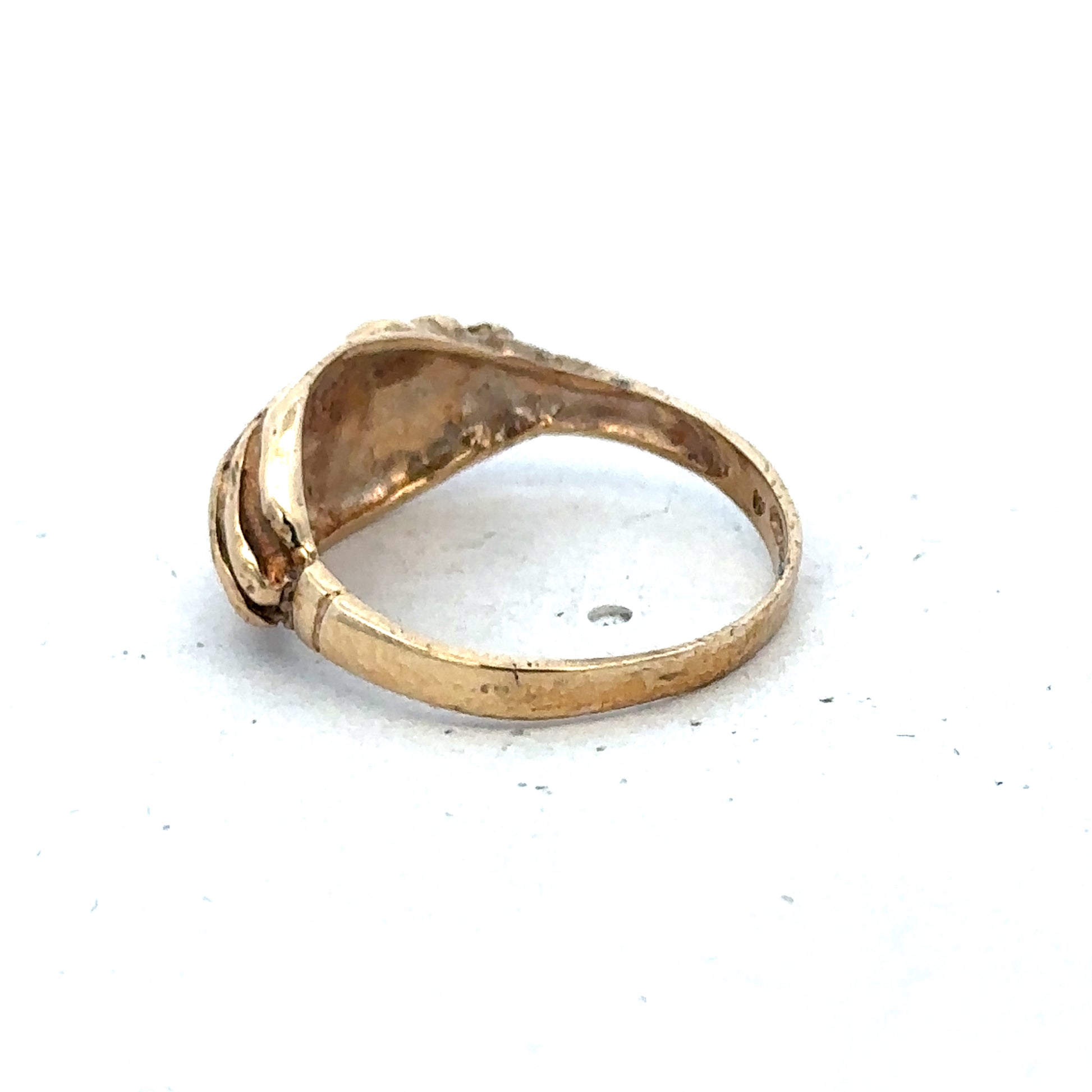 9ct yellow gold ring in size L1/2 with a smooth band, crafted by Reeves and Sons.