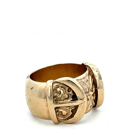 9ct yellow gold buckle ring size U (sh27344b)