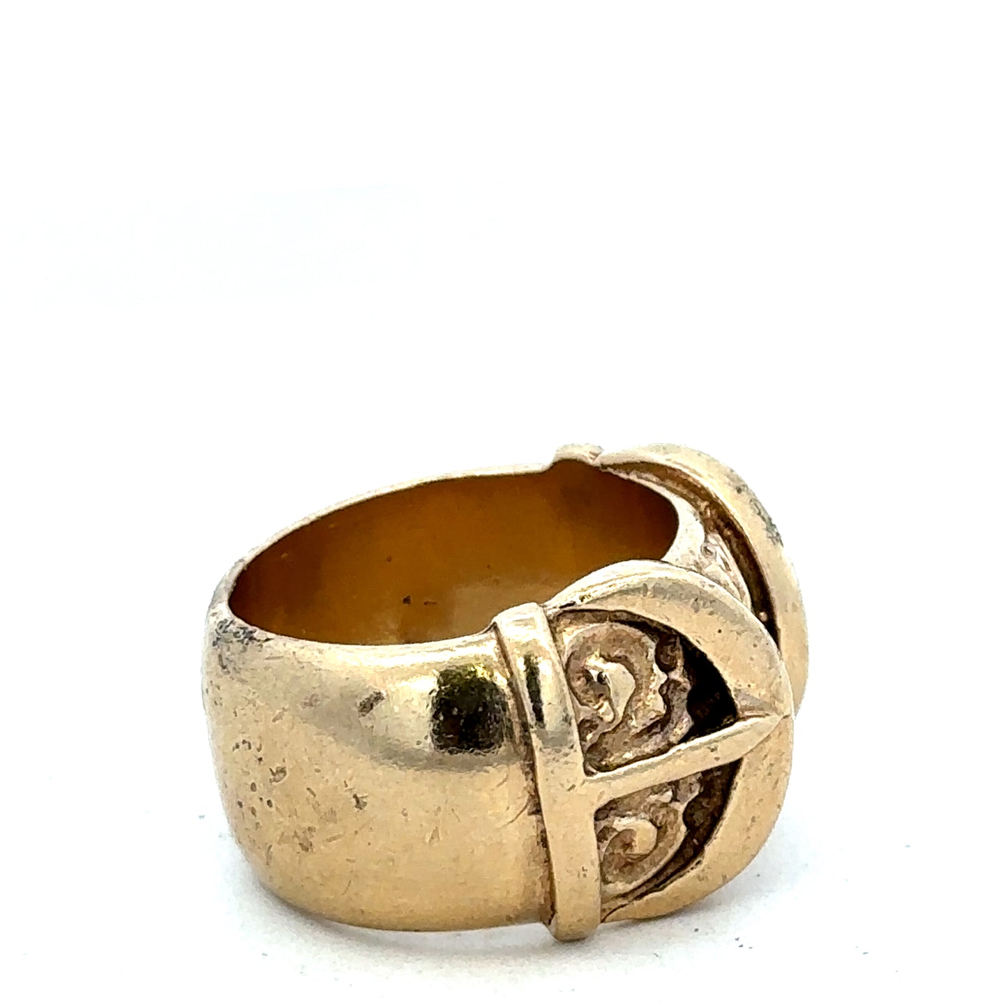 9ct yellow gold buckle ring size U (sh27344b)