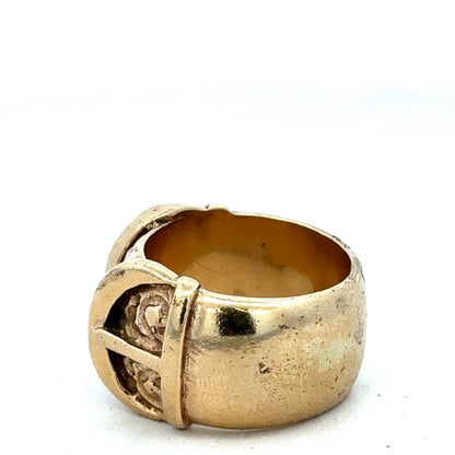 9ct yellow gold buckle ring size U (sh27344b)