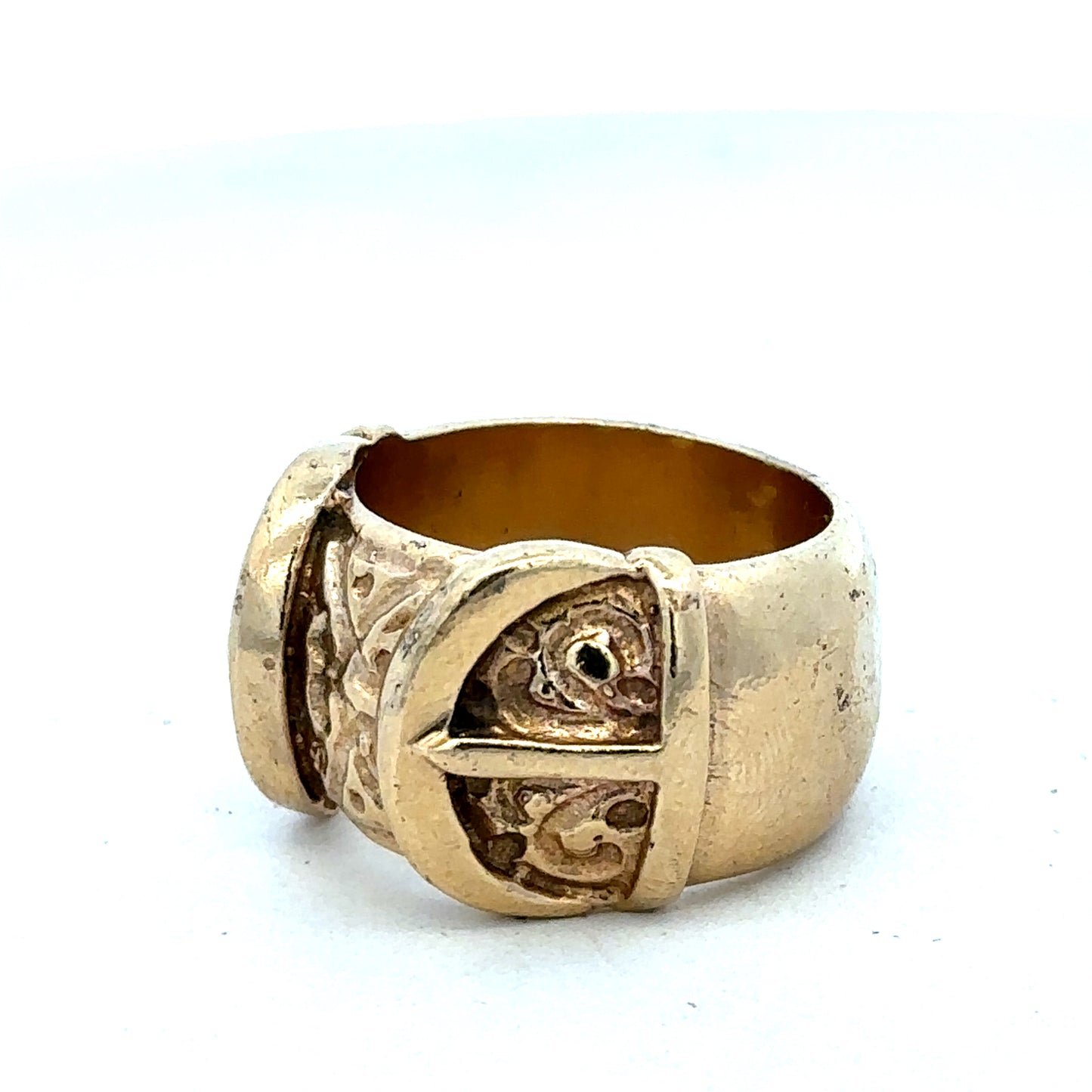 9ct yellow gold buckle ring size U (sh27344b)