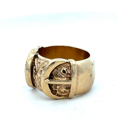 9ct yellow gold buckle ring size U (sh27344b)