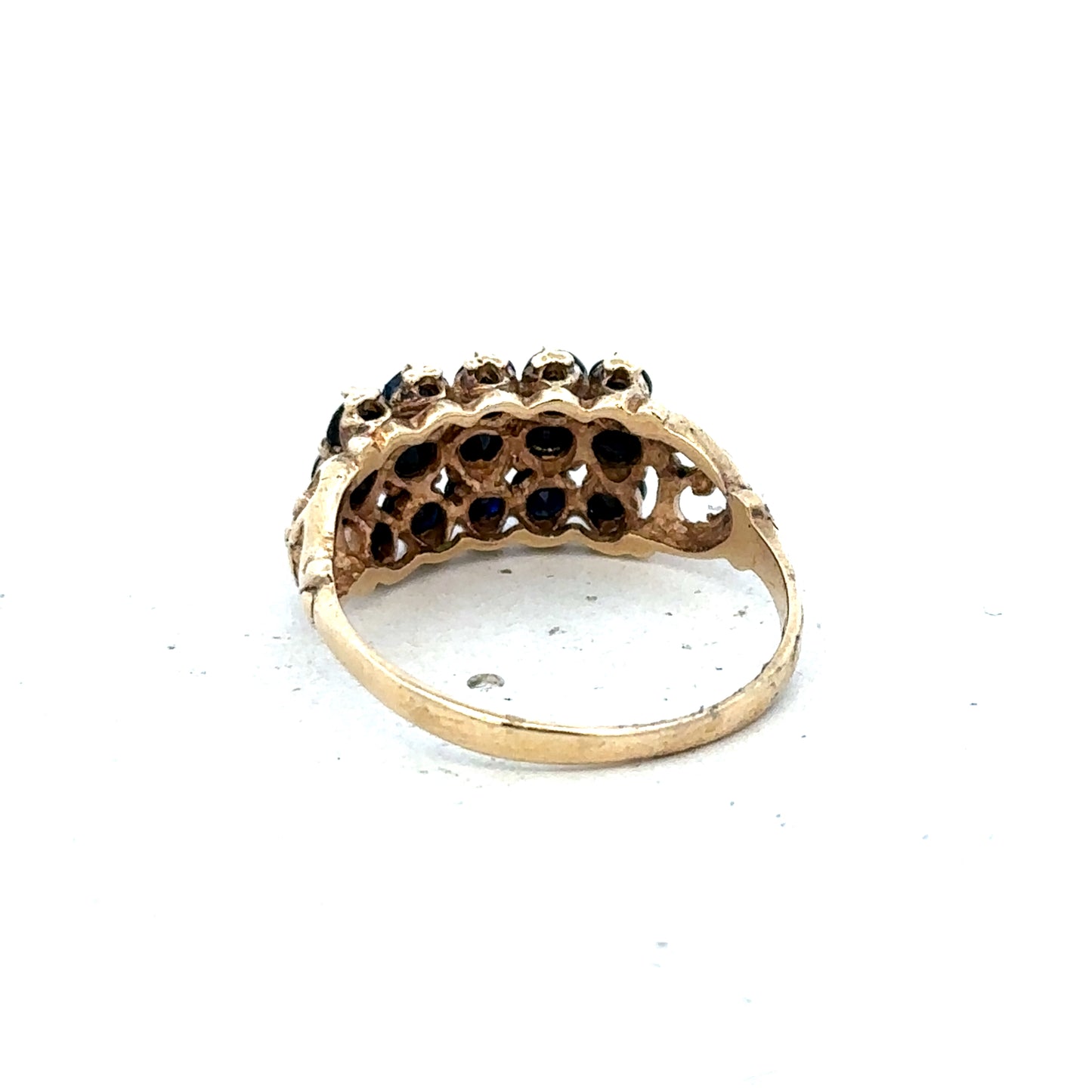 9ct yellow gold sapphire ring size P (sh27321b)