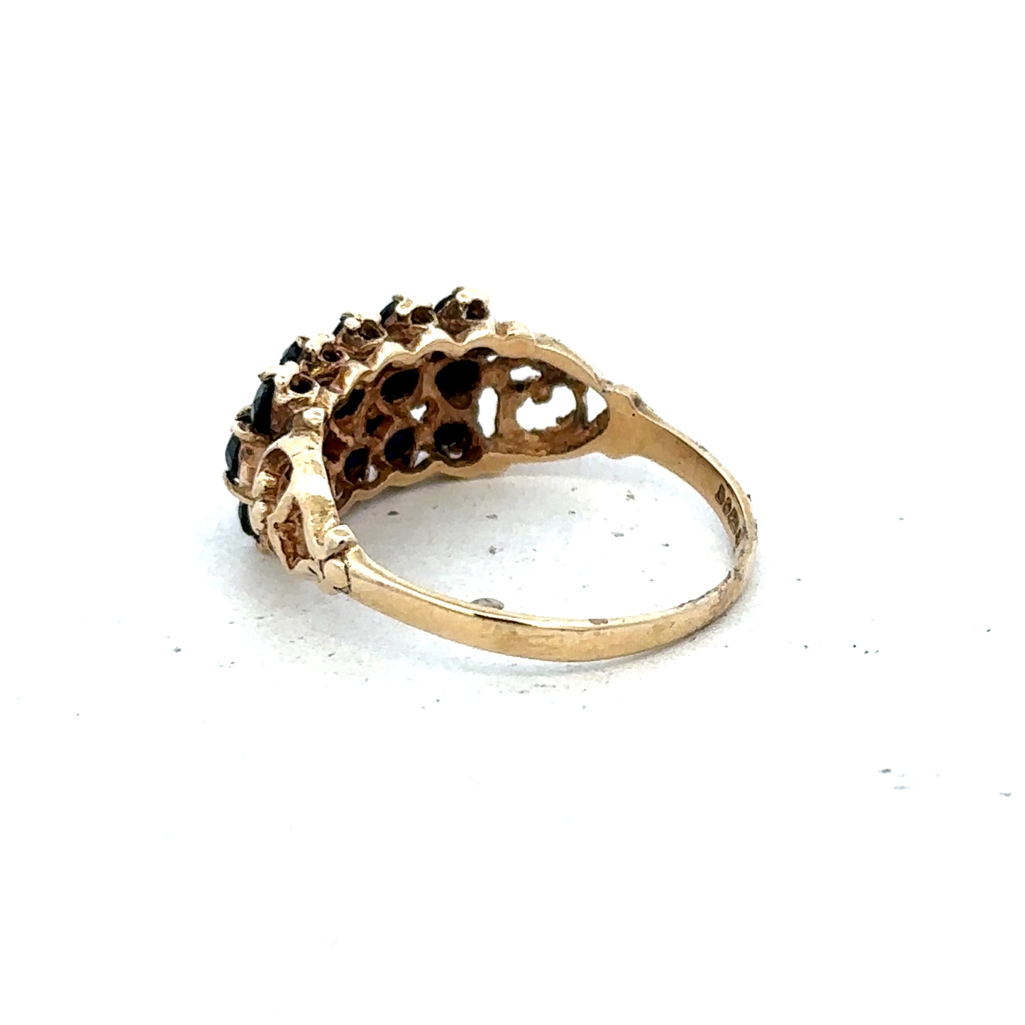 9ct yellow gold sapphire ring size P (sh27321b)
