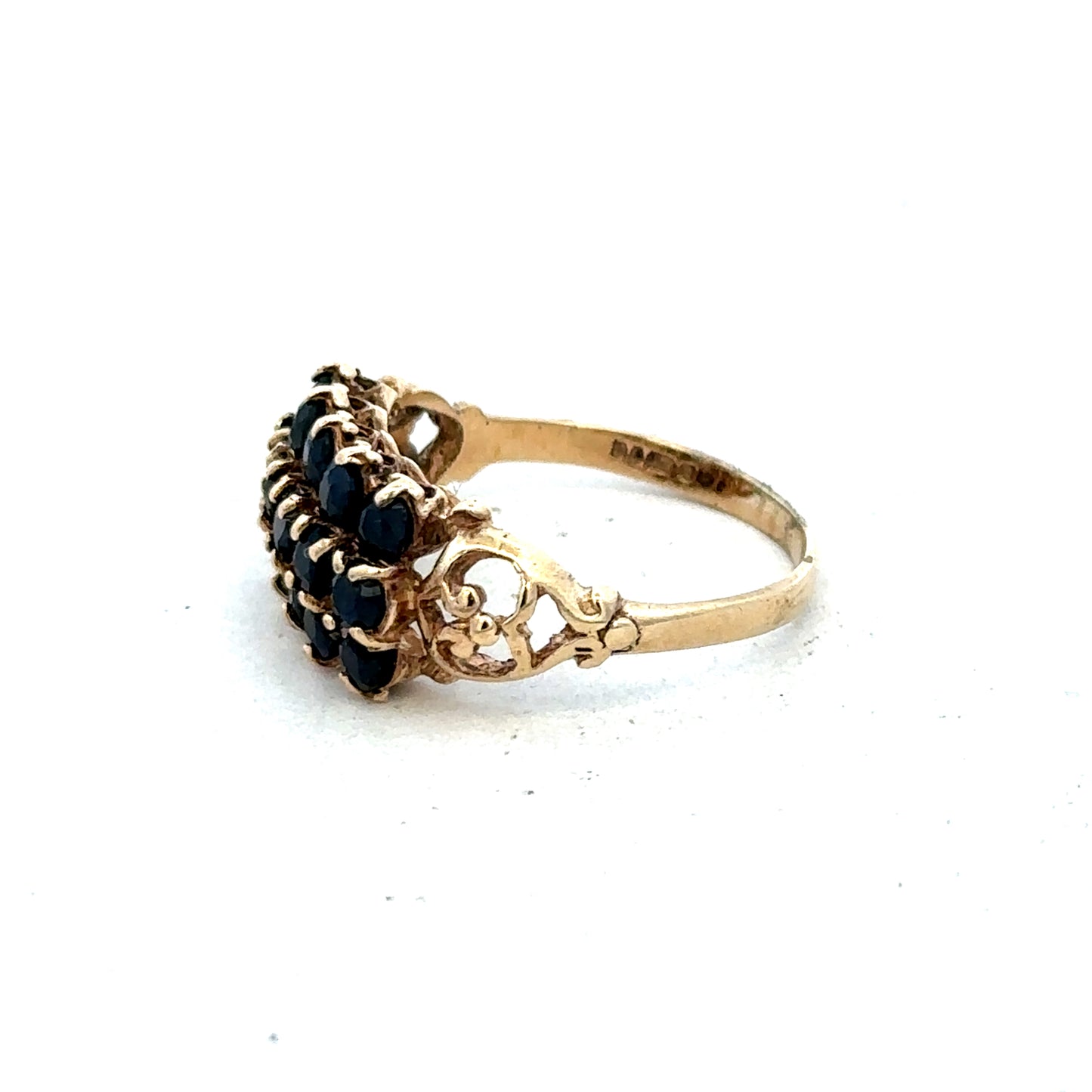 9ct yellow gold sapphire ring size P (sh27321b)