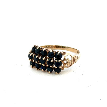 9ct yellow gold sapphire ring size P (sh27321b)