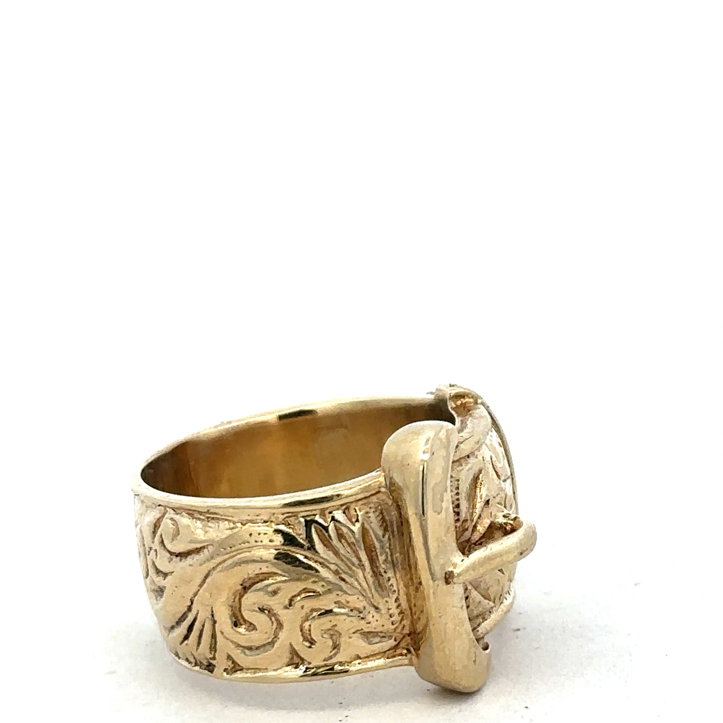 9ct yellow gold buckle ring size X (sh27487b)