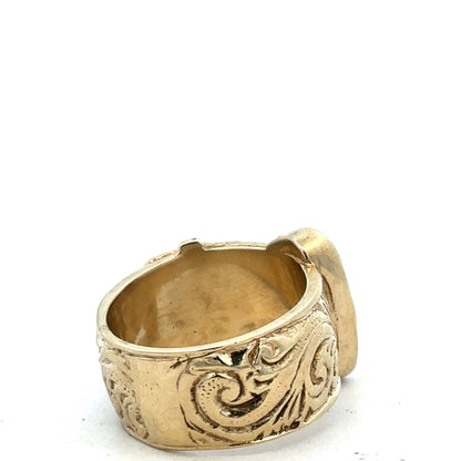 9ct yellow gold buckle ring size X (sh27487b)