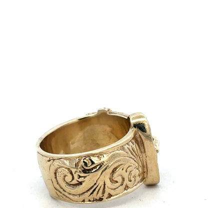 9ct yellow gold buckle ring size X (sh27487b)