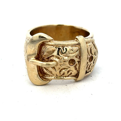 9ct yellow gold buckle ring size X (sh27487b)