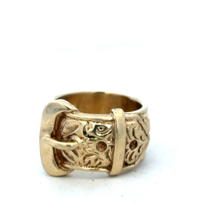 9ct yellow gold buckle ring size X (sh27487b)