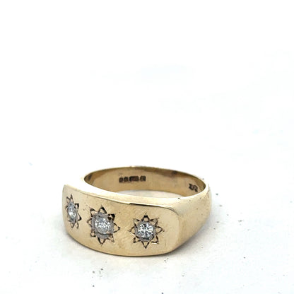 9ct yellow gold diamond ring size T1/2 (sh27502b)