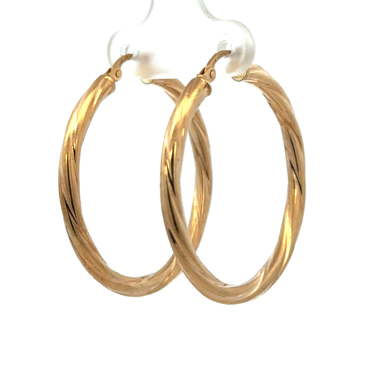 Reeves and Sons 9ct yellow gold hoop earrings, lightweight 2.5g, featuring a classic circular design, shiny finish.
