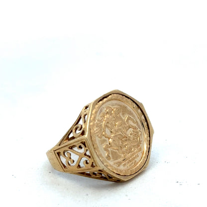 9ct yellow gold St George ring size T (sh25575l)