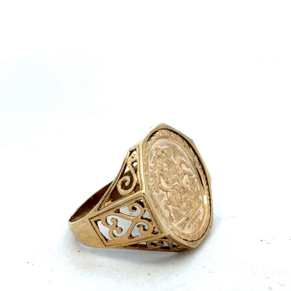 9ct yellow gold St George ring size T (sh25575l)