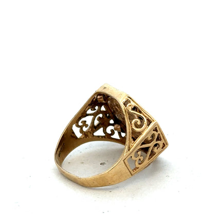 9ct yellow gold St George ring size T (sh25575l)