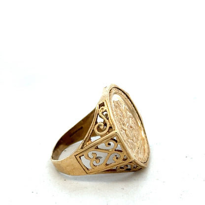 9ct yellow gold St George ring size T (sh25575l)